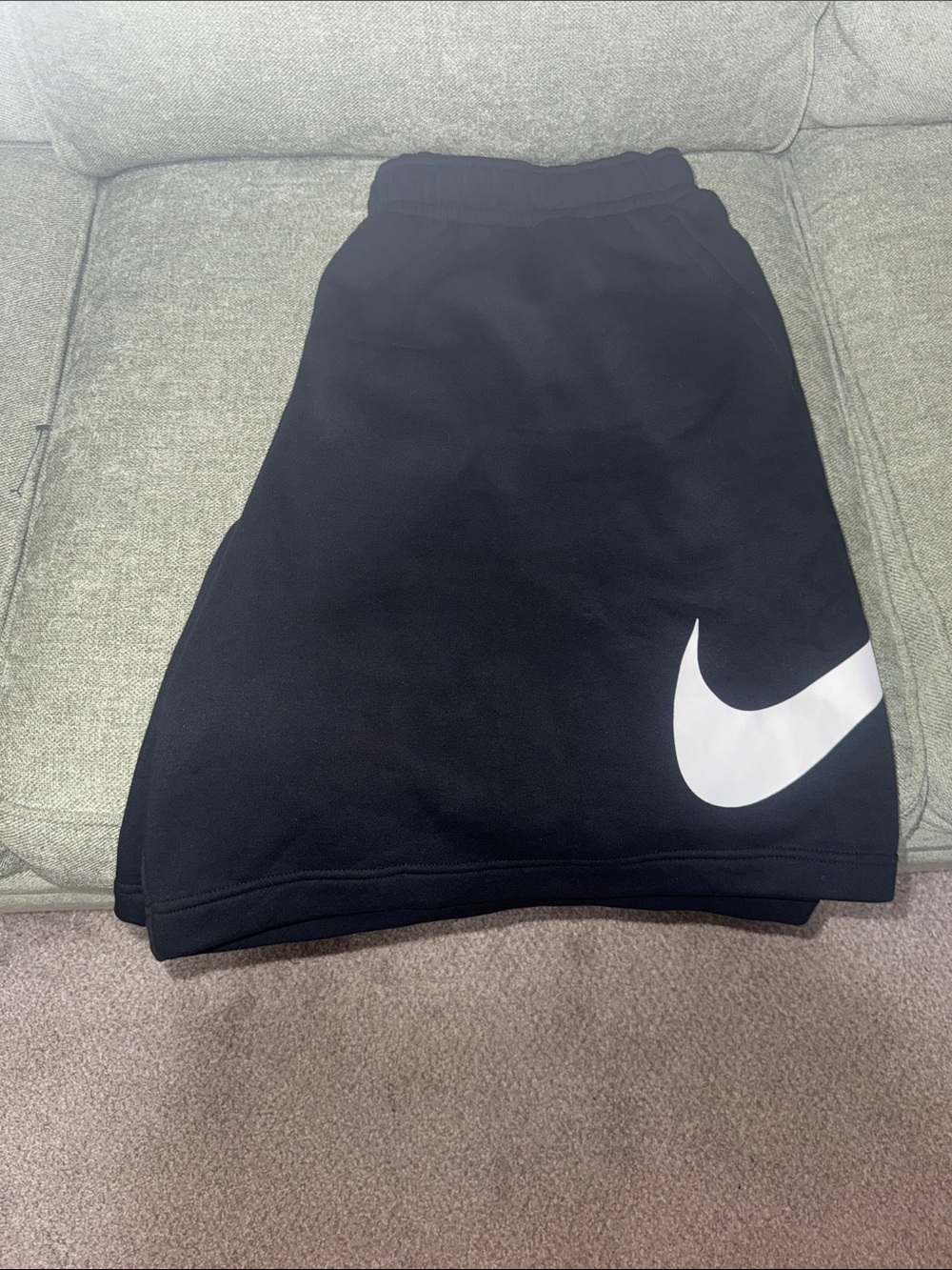 Men’s Nike Black Shorts with Large White Swoosh - Picture 2 of 5